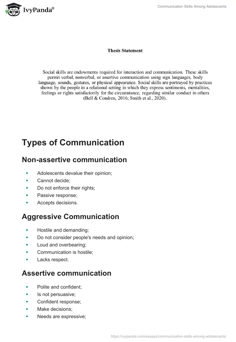 Communication Skills Among Adolescents. Page 3