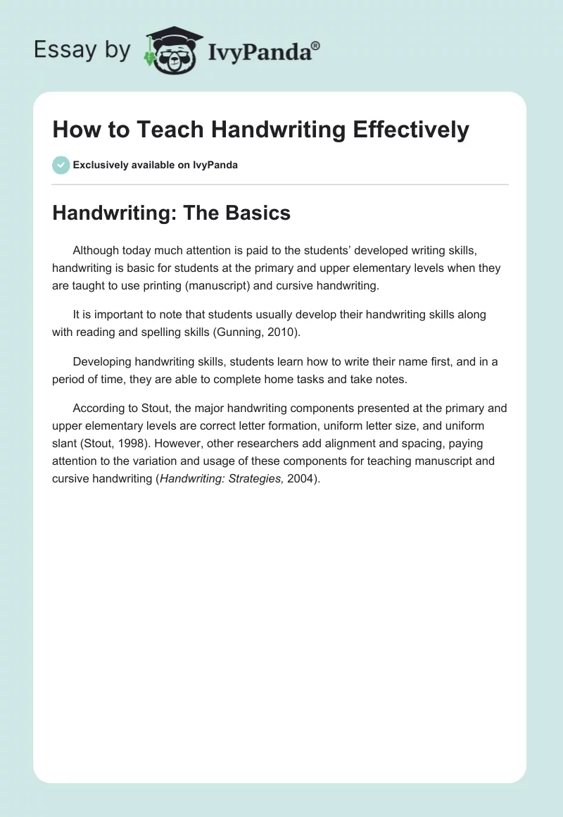 How to Teach Handwriting Effectively. Page 1