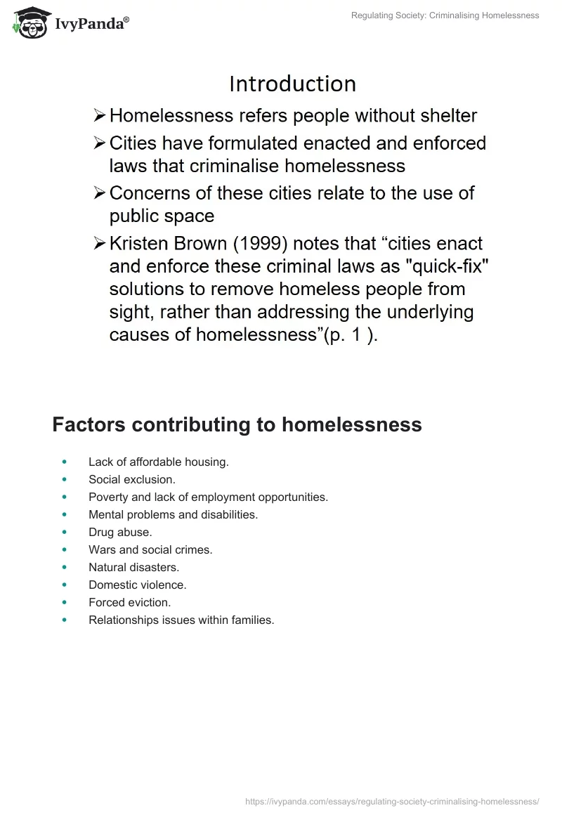 Regulating Society: Criminalising Homelessness. Page 2