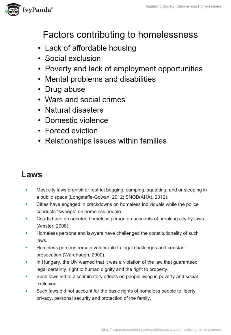 Regulating Society: Criminalising Homelessness. Page 3