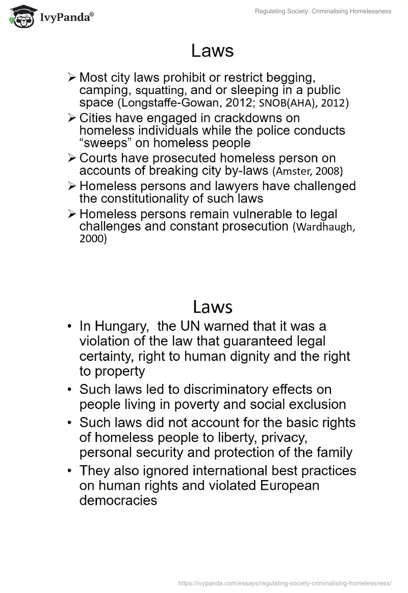 Regulating Society: Criminalising Homelessness. Page 5