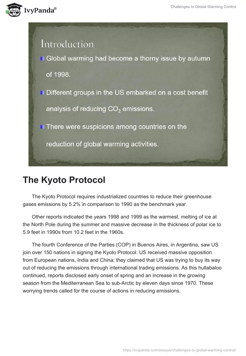 Challenges to Global Warming Control. Page 2