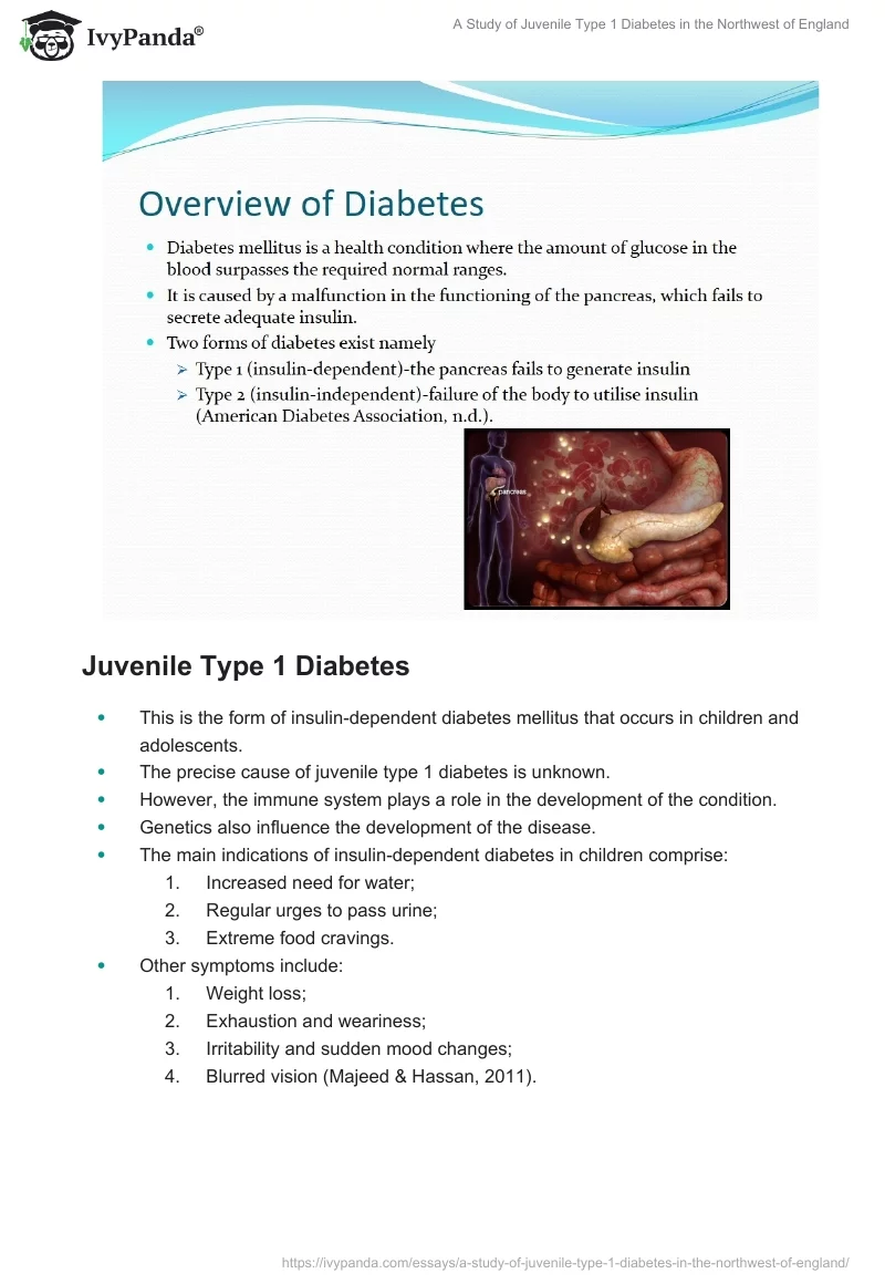 A Study of Juvenile Type 1 Diabetes in the Northwest of England. Page 2