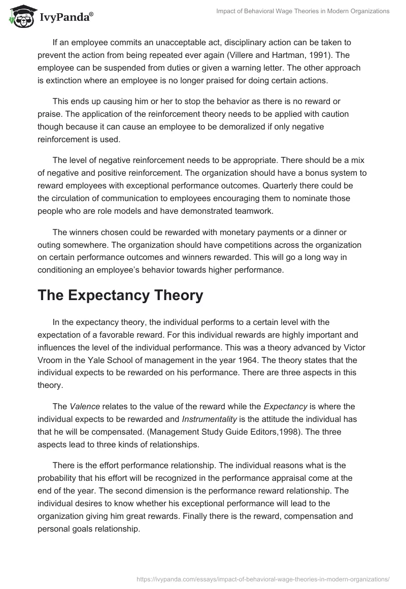 Impact of Behavioral Wage Theories in Modern Organizations. Page 2