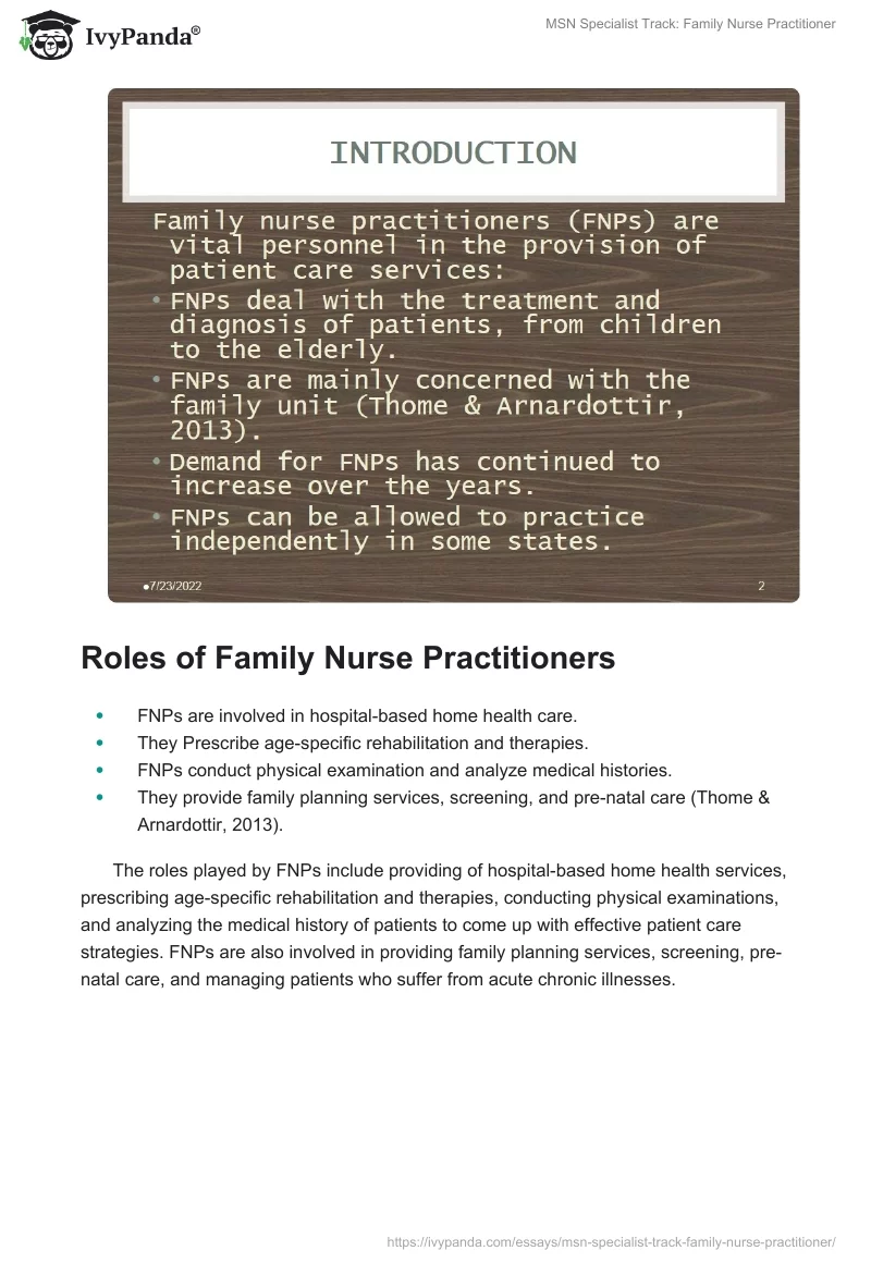 MSN Specialist Track: Family Nurse Practitioner. Page 2