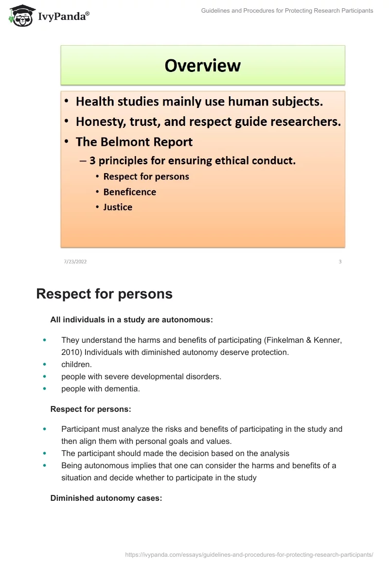 Guidelines and Procedures for Protecting Research Participants. Page 2