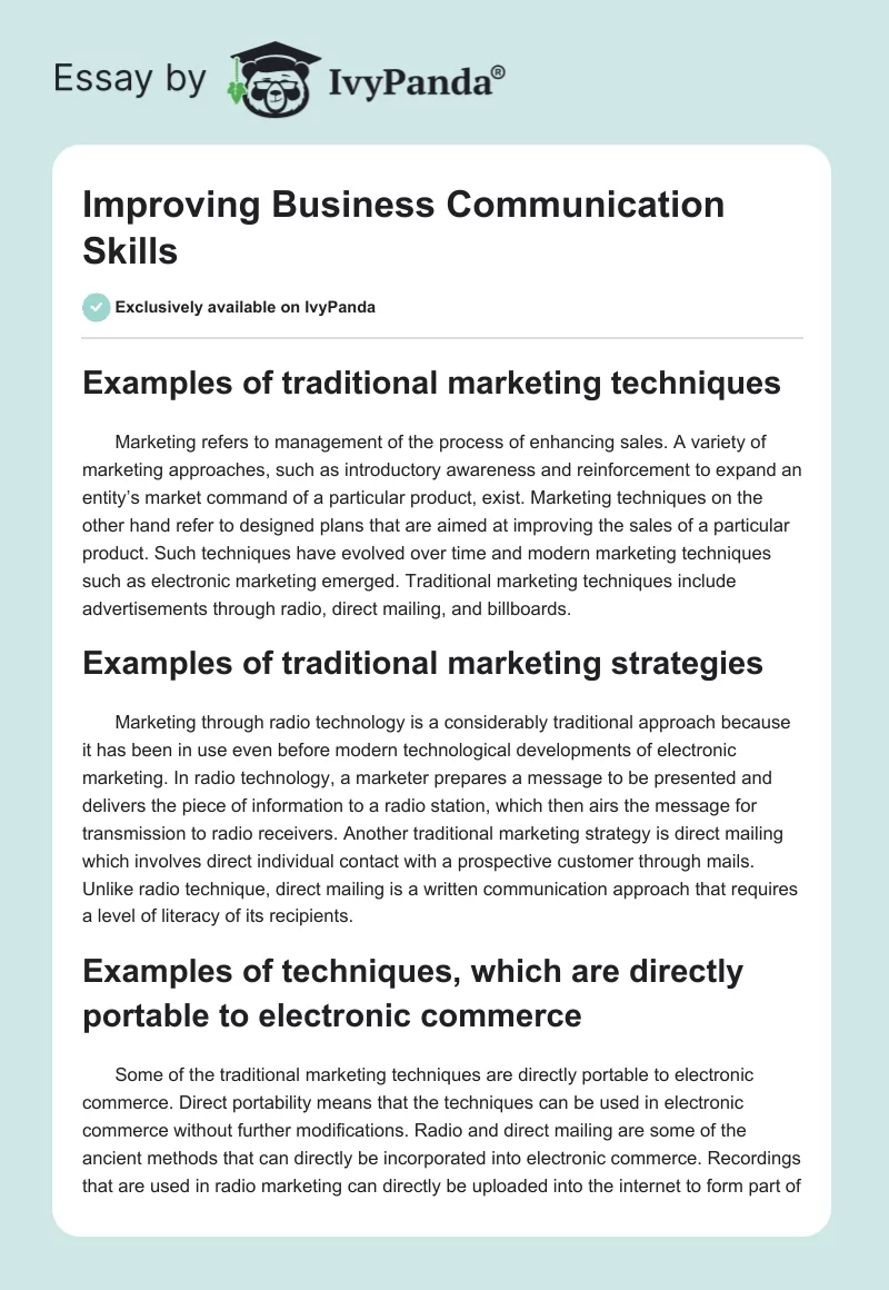 Improving Business Communication Skills. Page 1