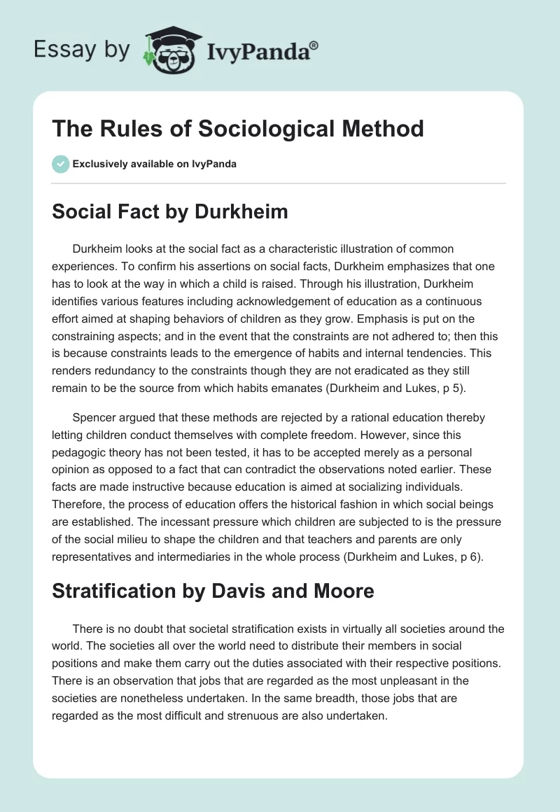 The Rules of Sociological Method. Page 1