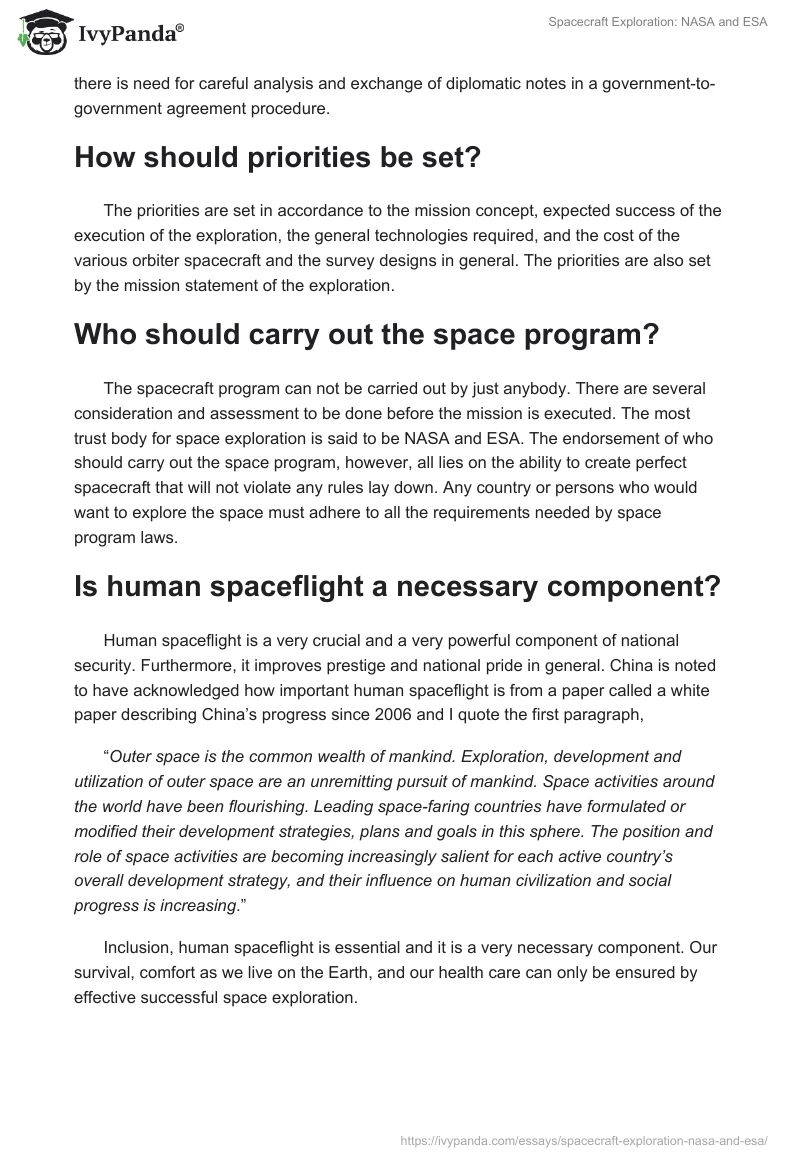 Spacecraft Exploration: NASA and ESA. Page 2