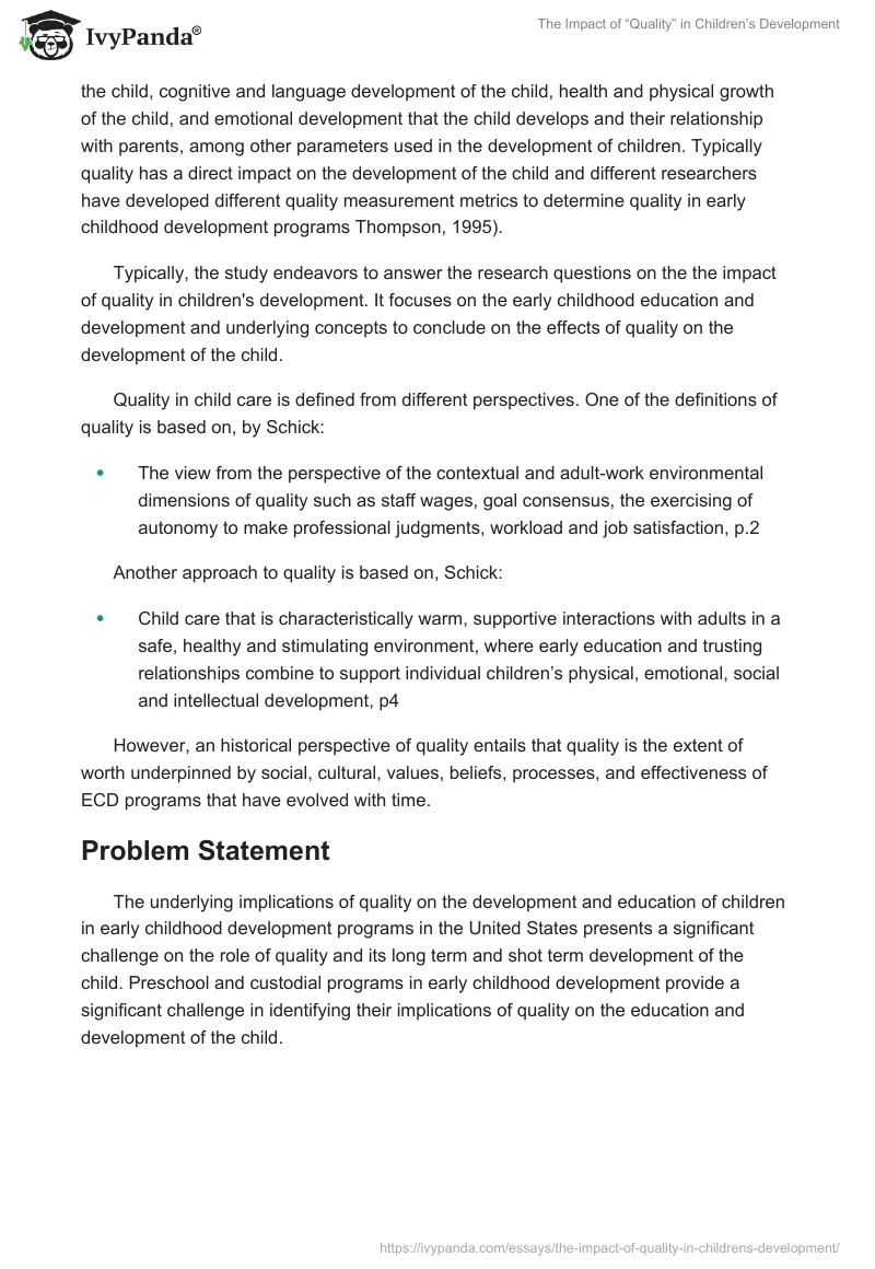 The Impact of “Quality” in Children’s Development. Page 4