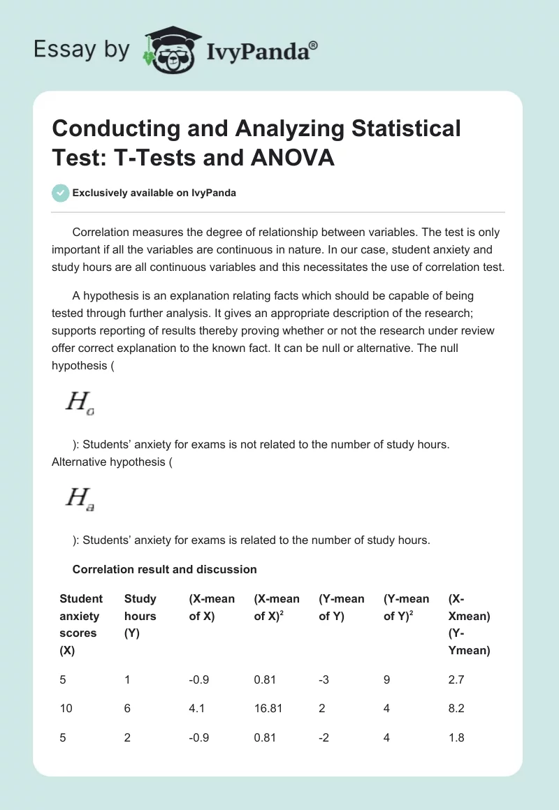 Conducting and Analyzing Statistical Test: T-Tests and ANOVA. Page 1