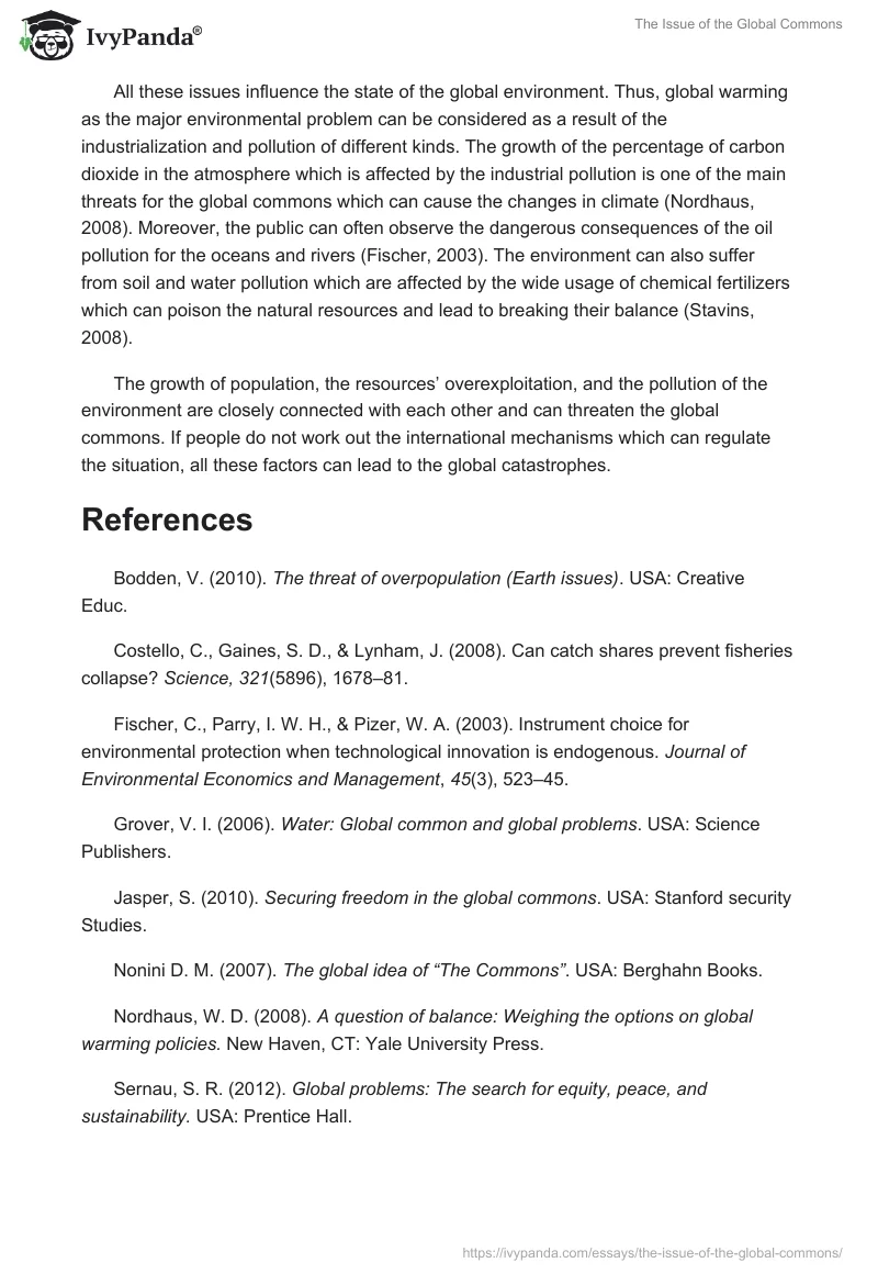 The Issue of the Global Commons. Page 2