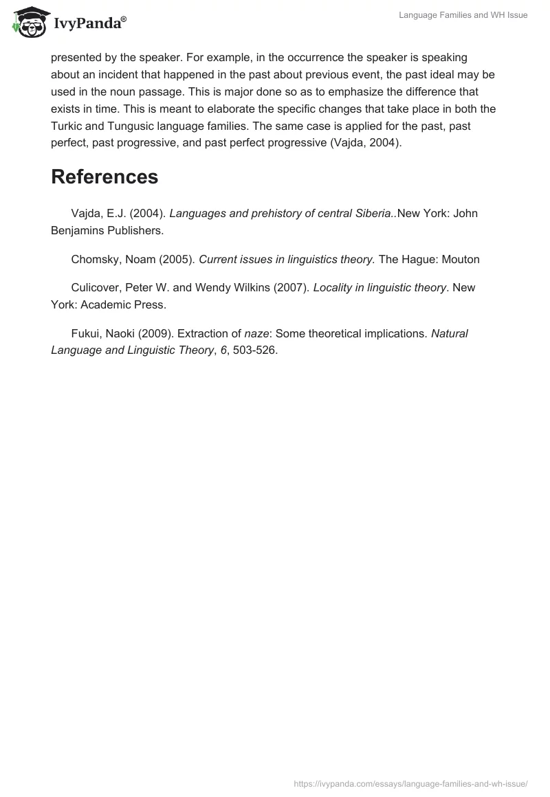Language Families and WH Issue. Page 3