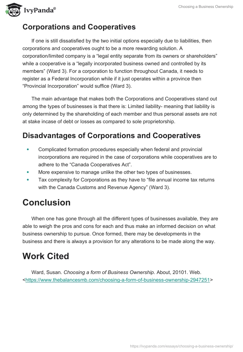 Choosing a Business Ownership. Page 3