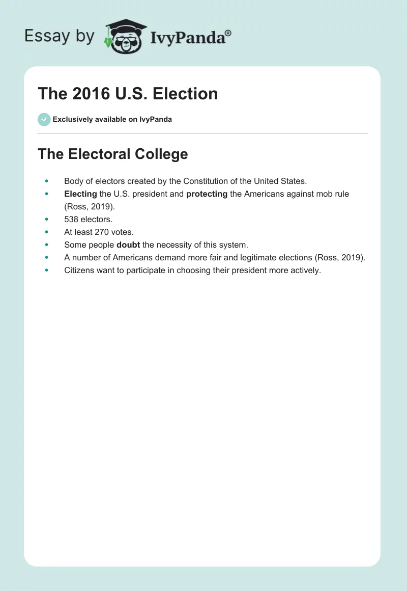 The 2016 U.S. Election. Page 1