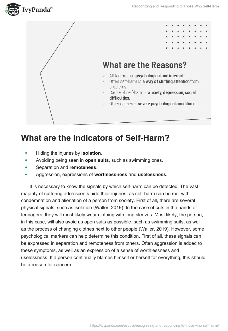 Recognizing and Responding to Those Who Self-Harm. Page 3