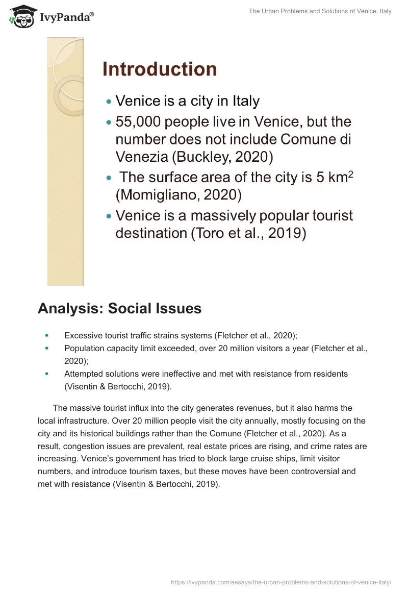 The Urban Problems and Solutions of Venice, Italy. Page 2