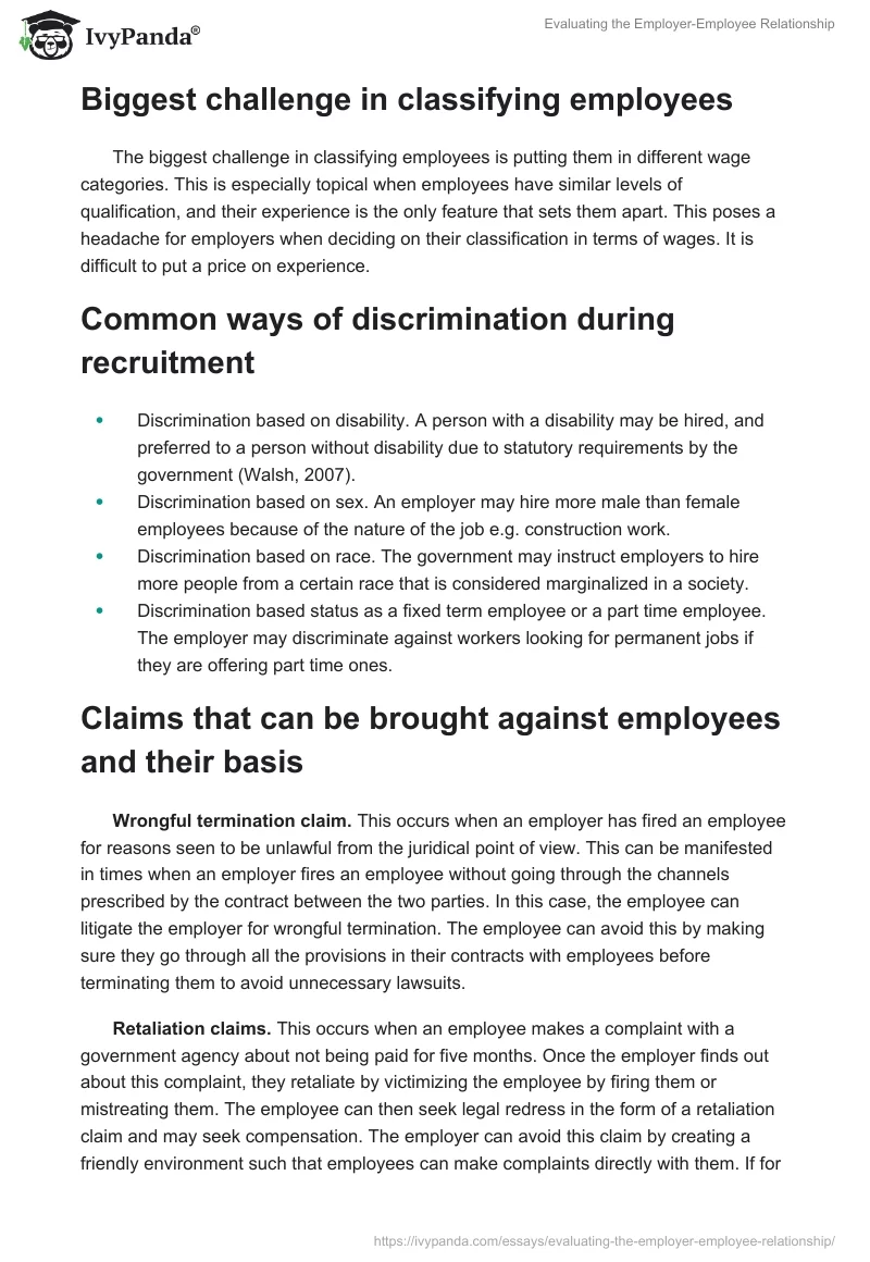 Evaluating the Employer-Employee Relationship. Page 2