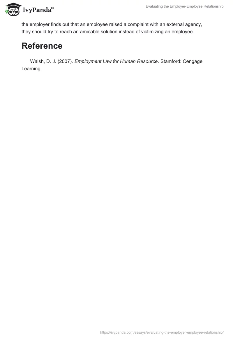 Evaluating the Employer-Employee Relationship. Page 3