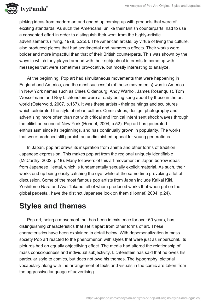 An Analysis of Pop Art: Origins, Styles and Legacies. Page 3