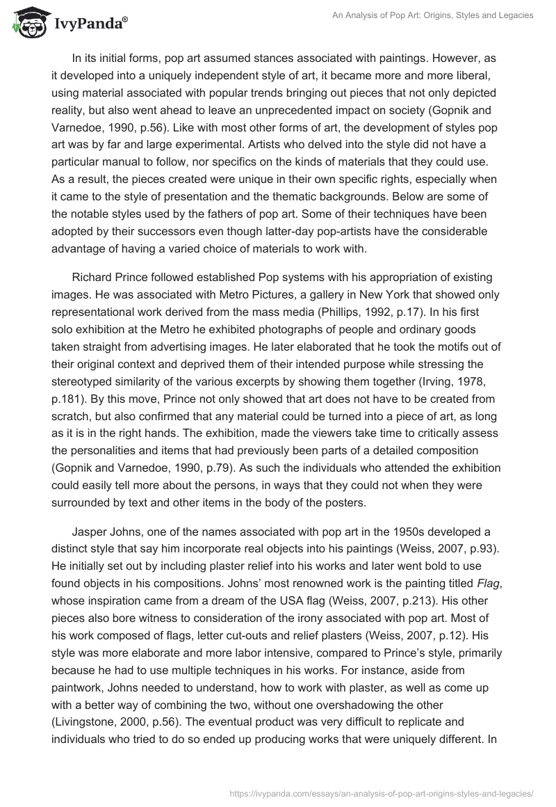 An Analysis of Pop Art: Origins, Styles and Legacies. Page 4