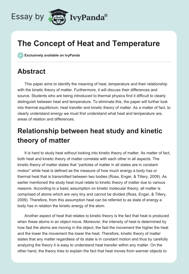 The Concept of Heat and Temperature. Page 1
