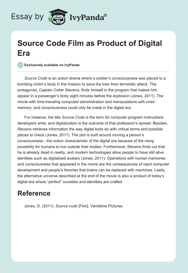 Source Code Film as Product of Digital Era. Page 1