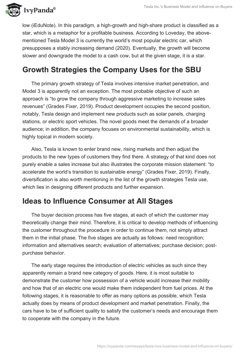 Tesla Inc.'s Business Model and Influence on Buyers. Page 2