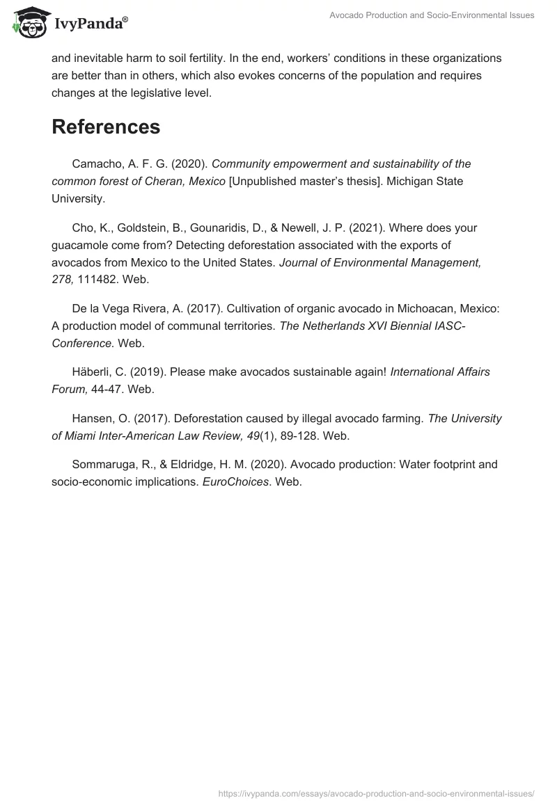 Avocado Production and Socio-Environmental Issues. Page 3