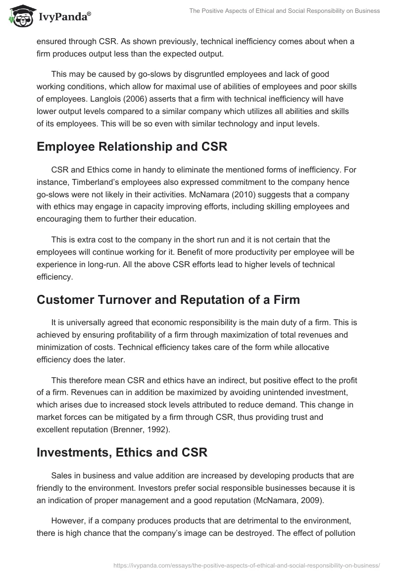 The Positive Aspects of Ethical and Social Responsibility on Business. Page 4