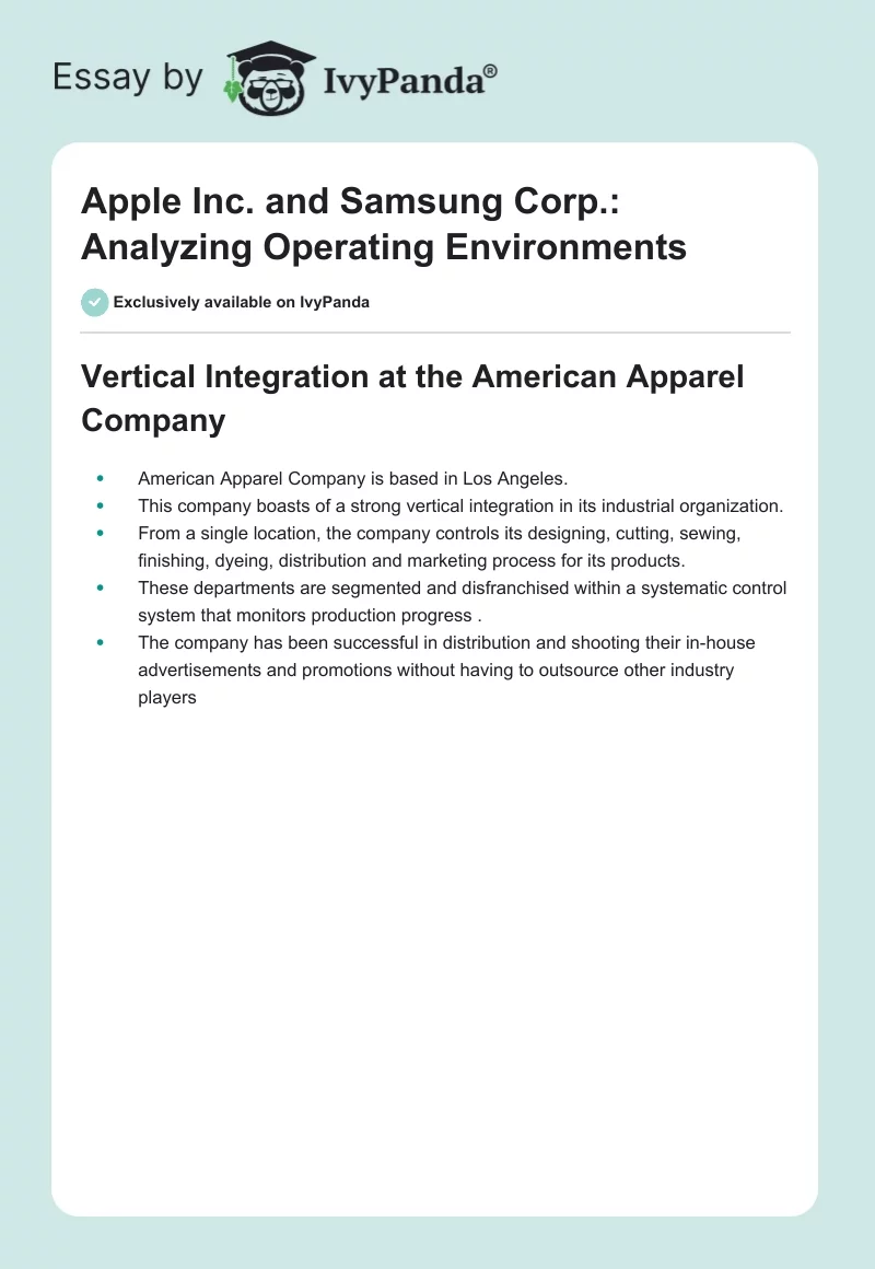Apple Inc. and Samsung Corp.: Analyzing Operating Environments. Page 1