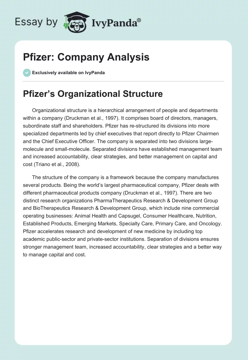 Pfizer: Company Analysis. Page 1
