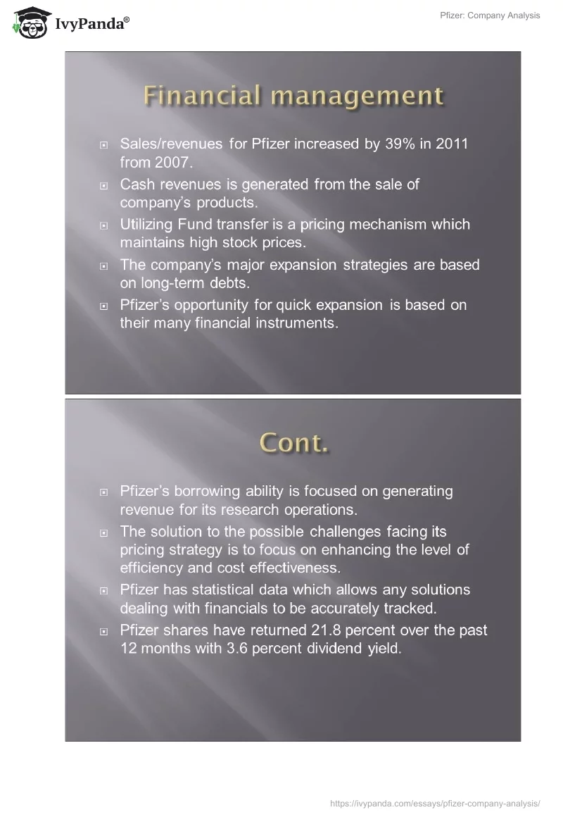 Pfizer: Company Analysis. Page 4