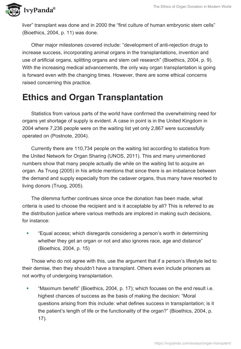 The Ethics of Organ Donation in Modern World. Page 3