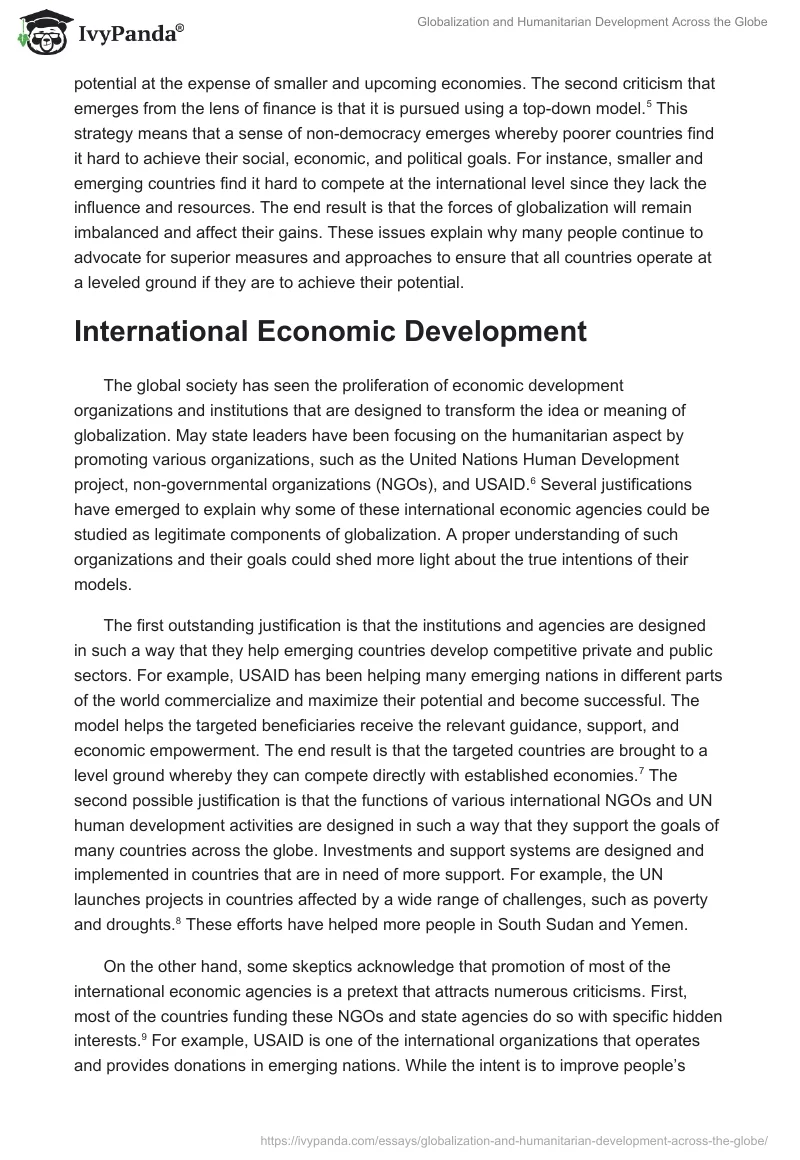 Globalization and Humanitarian Development Across the Globe. Page 2