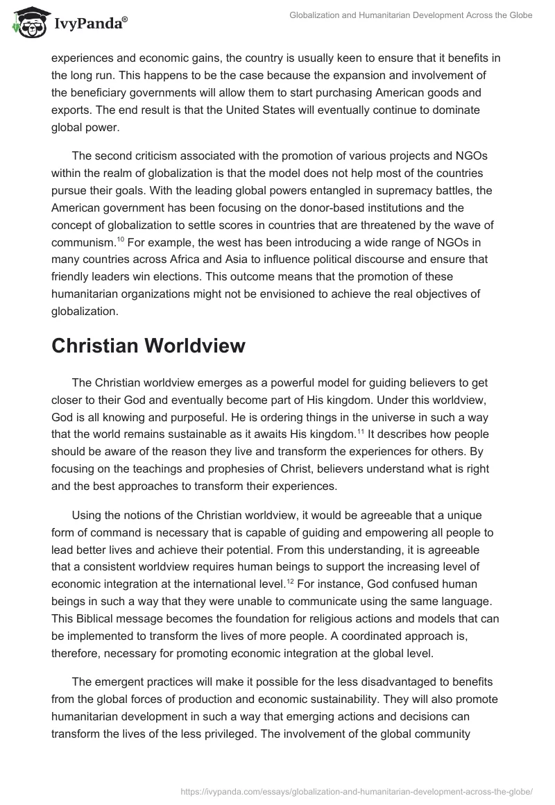 Globalization and Humanitarian Development Across the Globe. Page 3