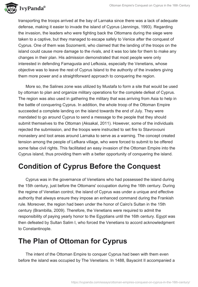 Ottoman Empire's Conquest on Cyprus in the 16th Century. Page 3