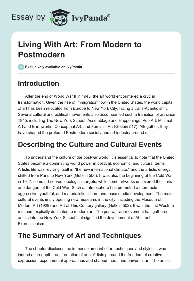 Living With Art: From Modern to Postmodern. Page 1