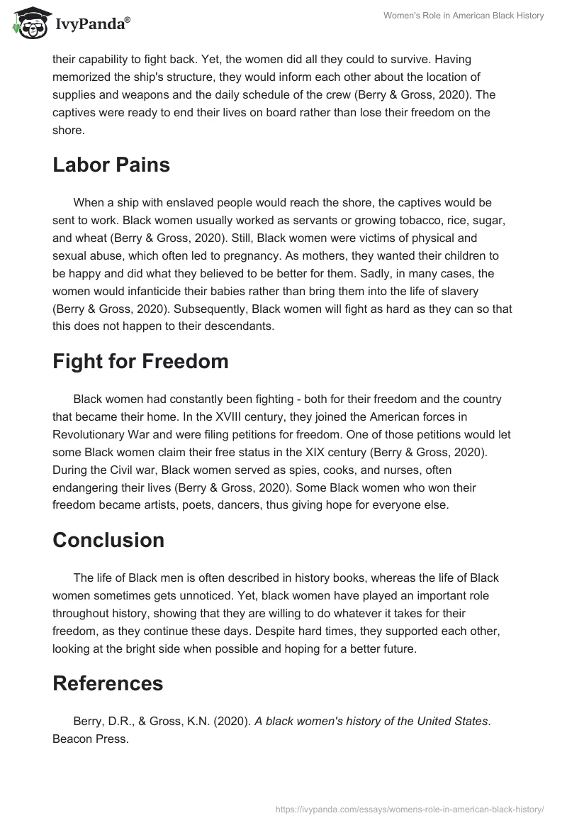 Women's Role in American Black History. Page 2