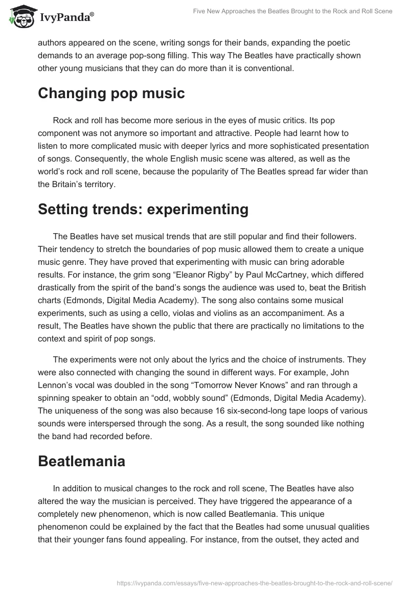 Five New Approaches the Beatles Brought to the Rock and Roll Scene. Page 2
