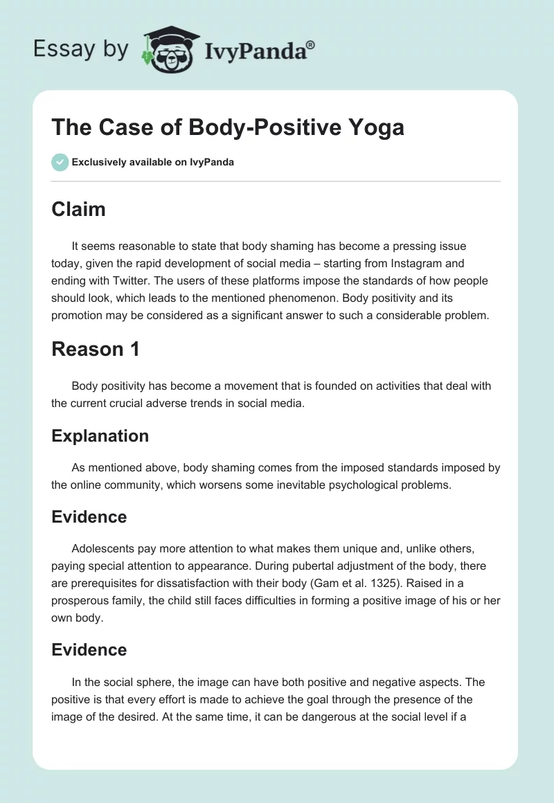 The Case of Body-Positive Yoga. Page 1