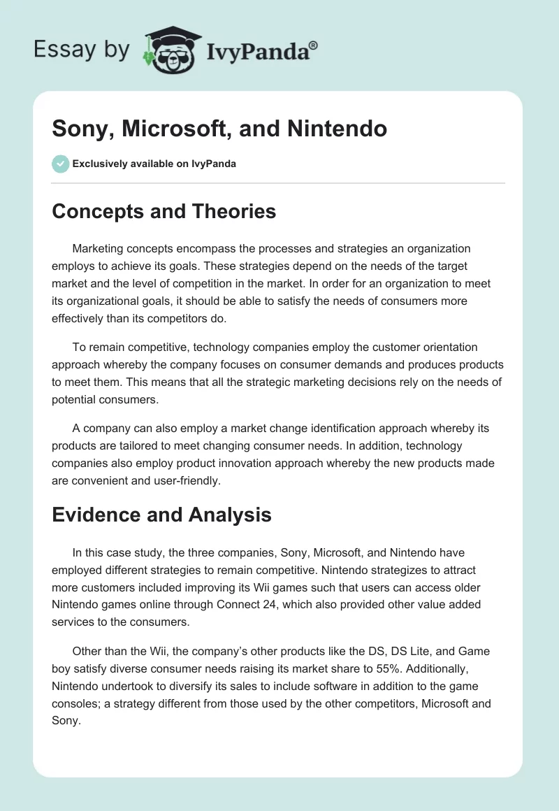 Sony, Microsoft, and Nintendo. Page 1
