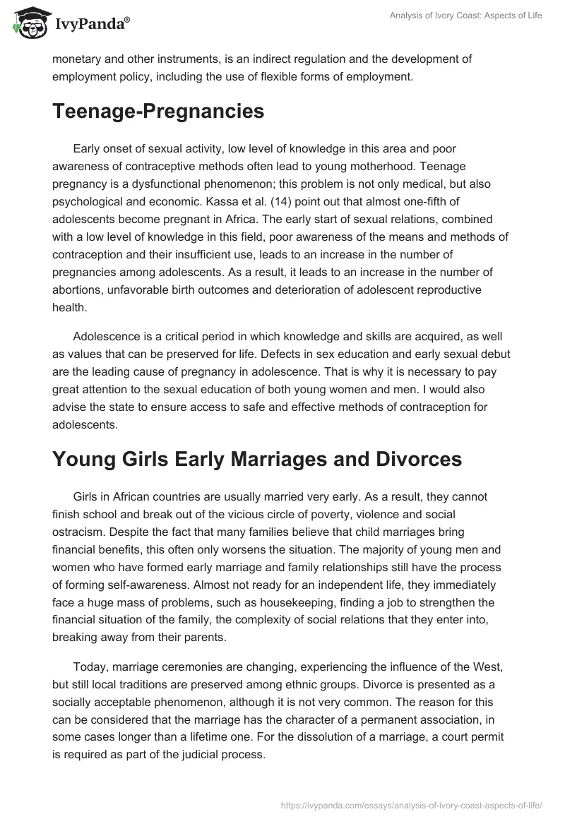Analysis of Ivory Coast: Aspects of Life. Page 3