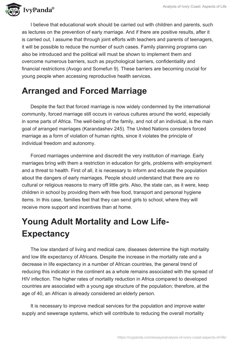 Analysis of Ivory Coast: Aspects of Life. Page 4