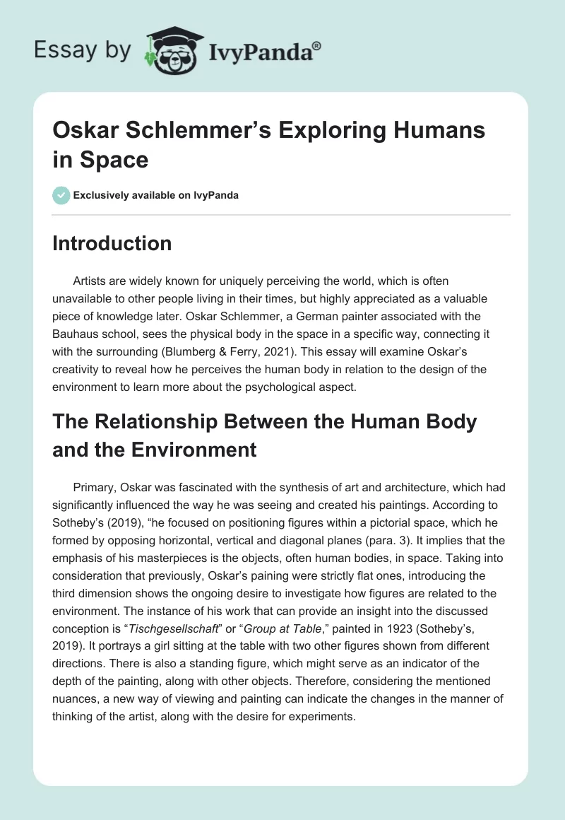Oskar Schlemmer’s Exploring Humans in Space. Page 1