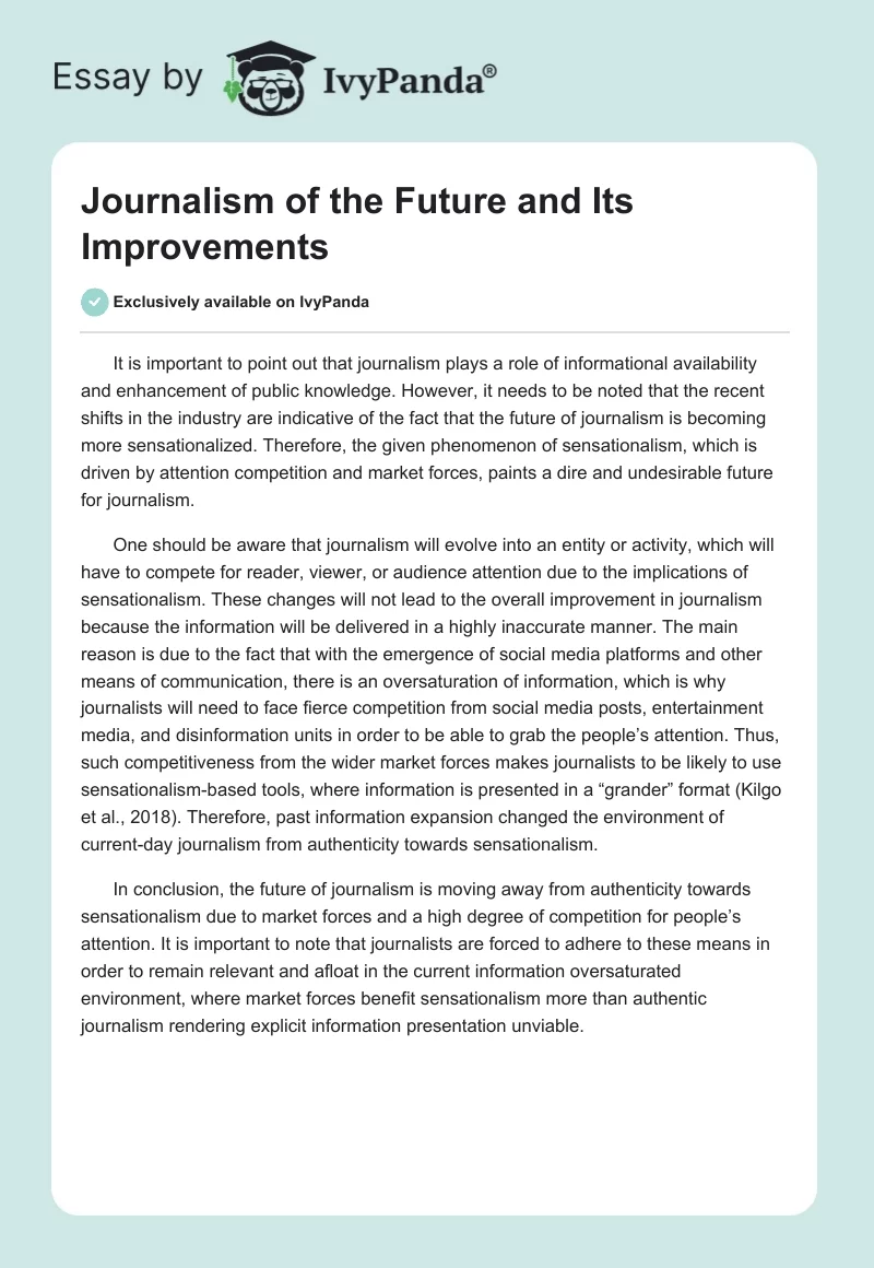 Journalism of the Future and Its Improvements. Page 1