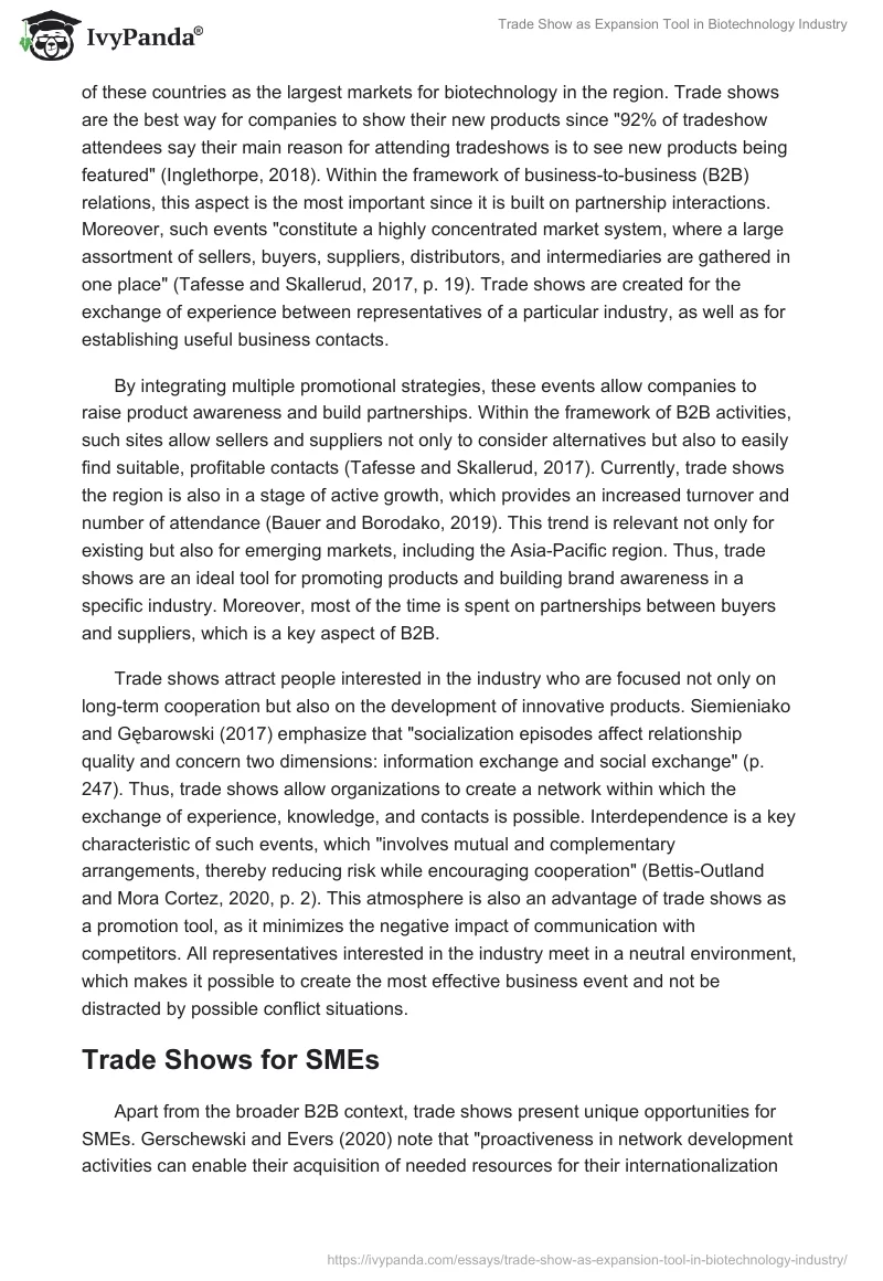 Trade Show as Expansion Tool in Biotechnology Industry. Page 3