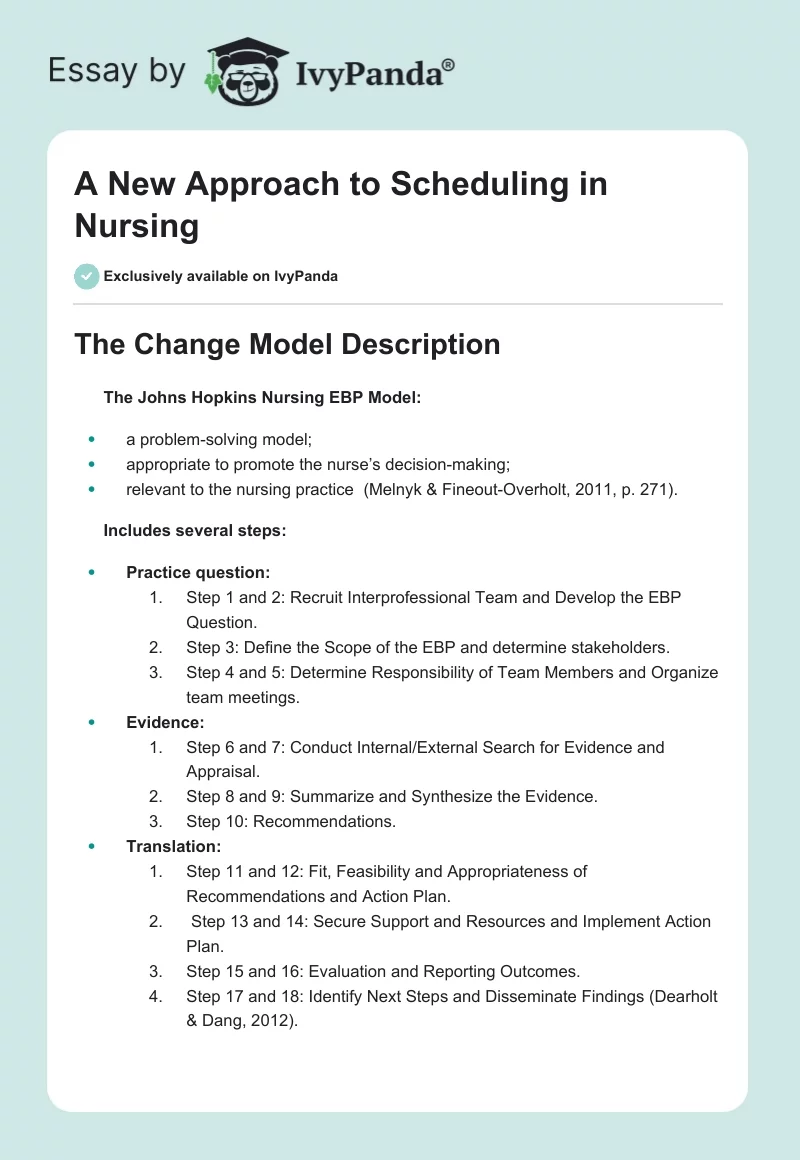 A New Approach to Scheduling in Nursing. Page 1