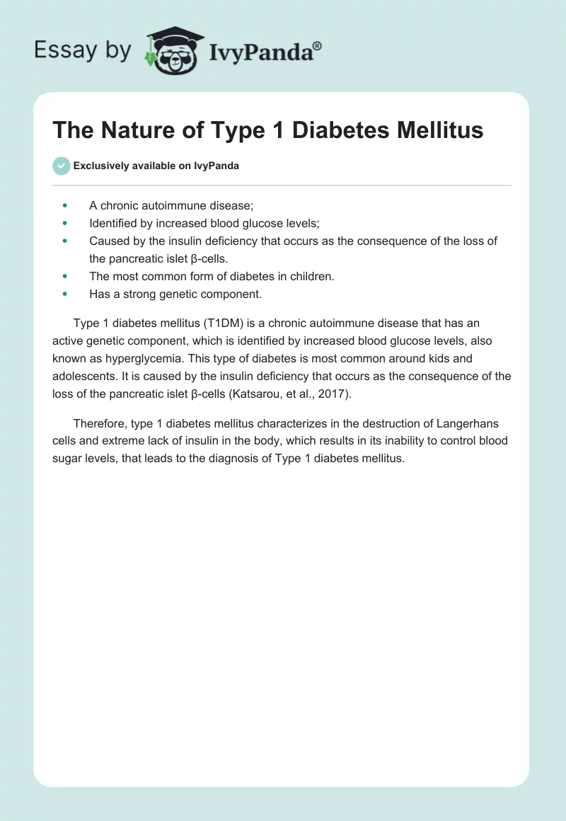 The Nature of Type 1 Diabetes Mellitus. Page 1