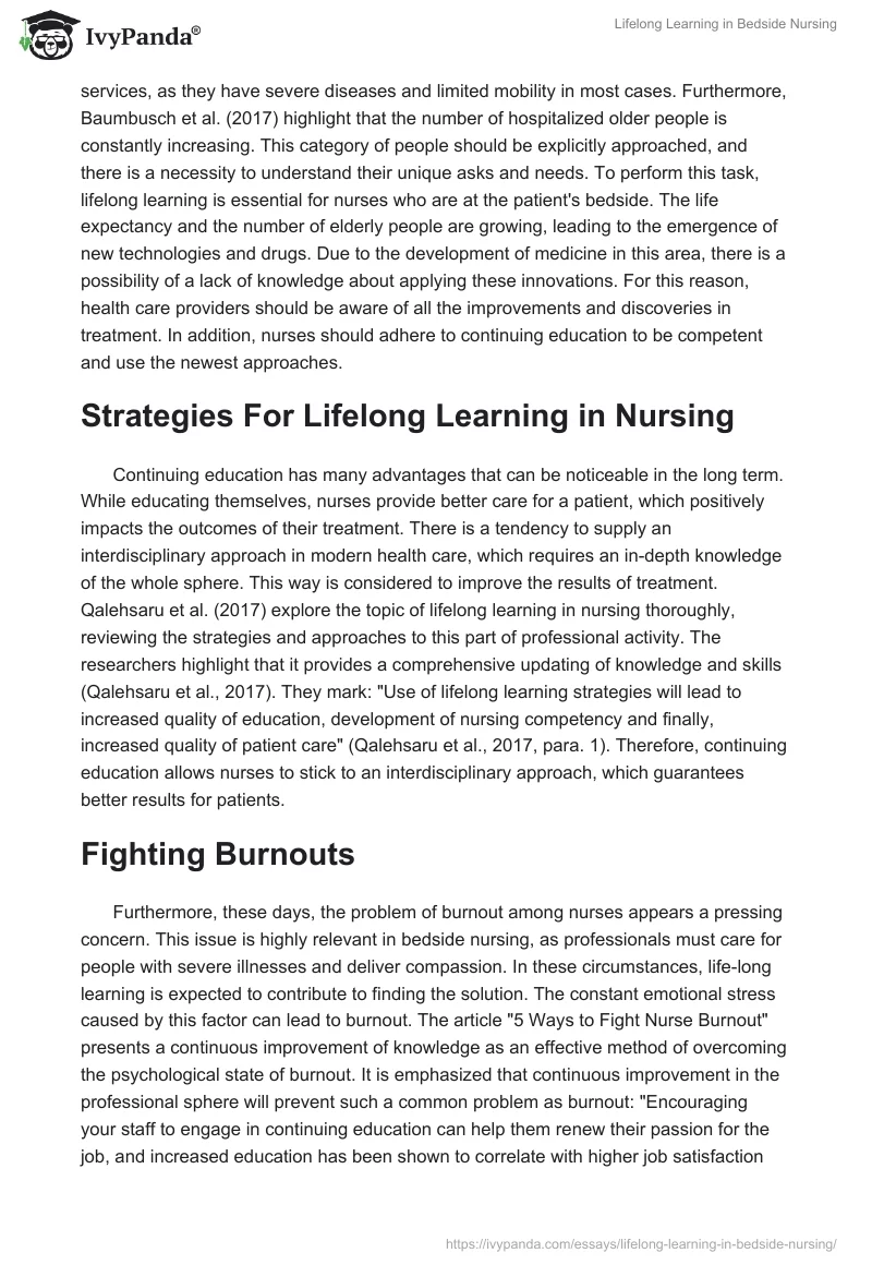 Lifelong Learning in Bedside Nursing. Page 2